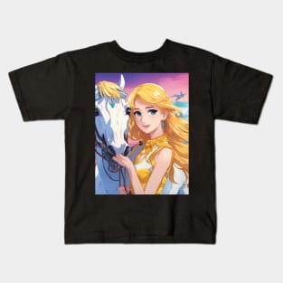 Adventure Anime Girl With Hourse Kids T-Shirt